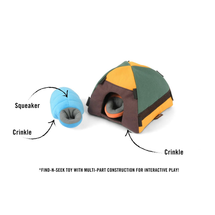 P.L.A.Y.’s Plush Camp Corbin Trailblazing Tent Dog Toy | Kanu Pets