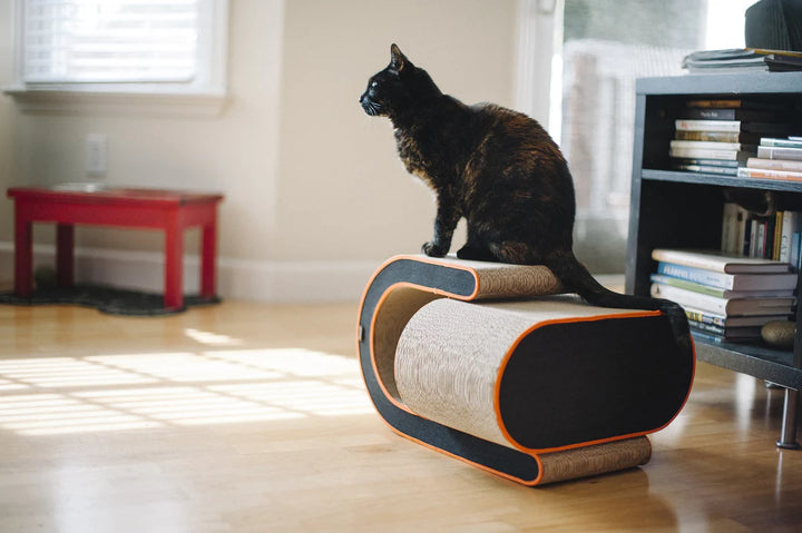 Pet Play Arty Cats Scratcher Denim Mandarin | Kanu Pets