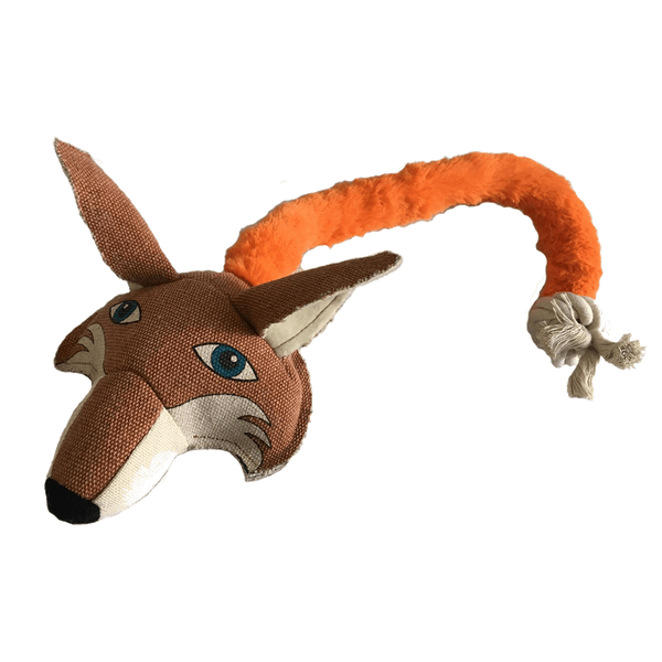 Dogline 22" Safari Fox Ball & Rope Dog Toy | Kanu Pet