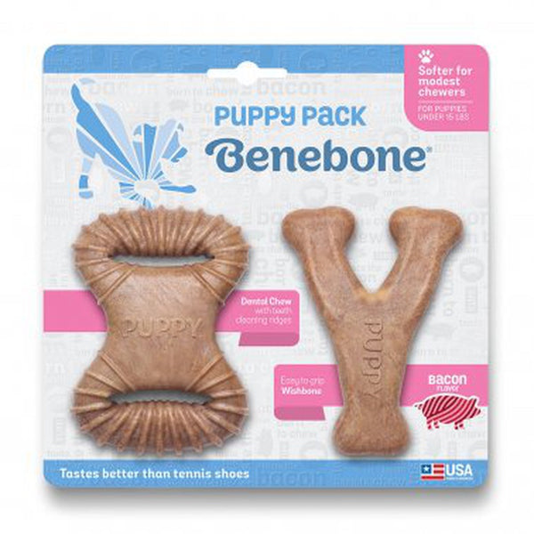 Benebone Puppy 2pack Bacon Wishbone Dental Chew Toy | Kanu Pet