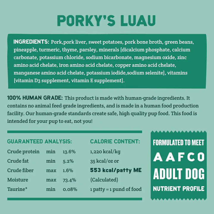 A Pup Above Porky’s Luau Human Grade Frozen Dog Food | Kanu Pet