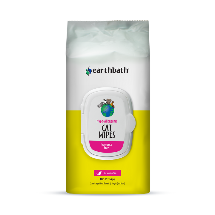 Earthbath Cat Wipes Hypoallergenic Frag-Free 100 Ct