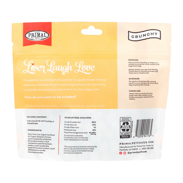 Primal Freeze-Dried Pork Treats for Dogs 1.5oz