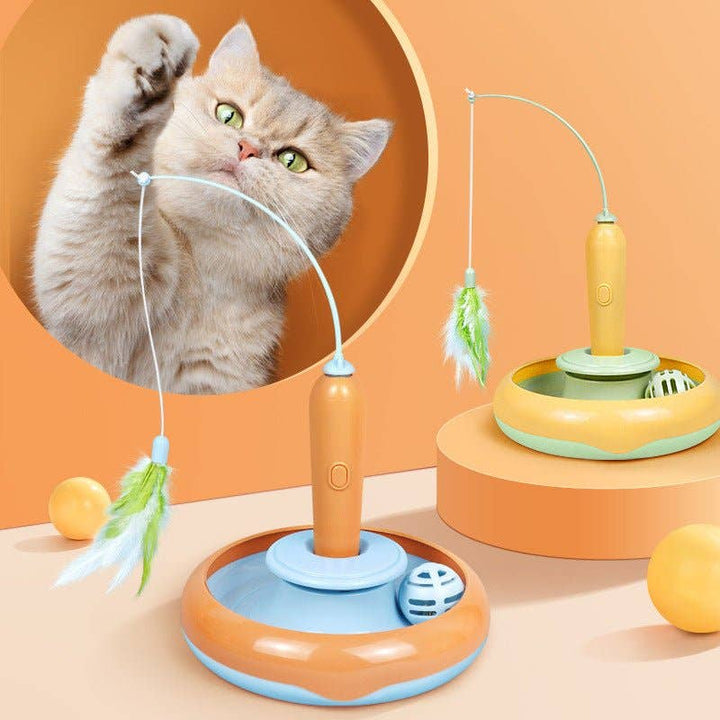 Dog Hugs Cat 2 In 1 Pet Feather For Self-play Cat Turntable Cat Toy | Kanu Pet